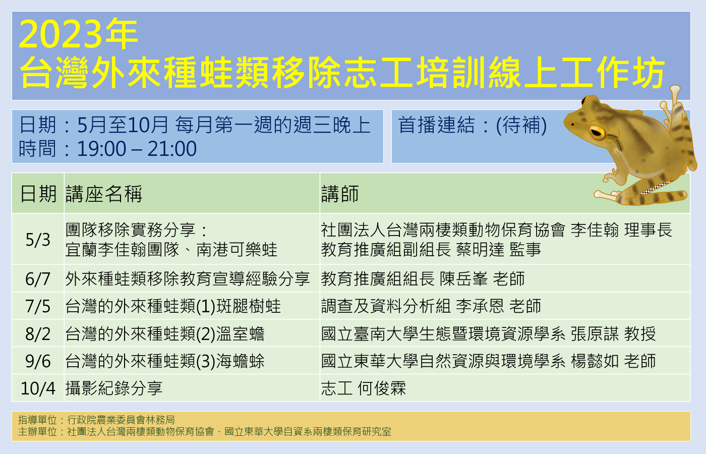 112年台灣外來種蛙類移除志工培訓線上工作坊